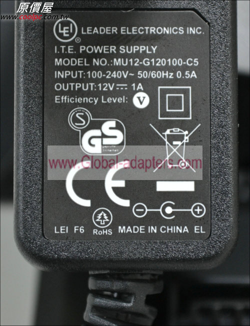 New Genuine ITE MU12-G120100-C5 AC Adapter Power supply Charger 12V 1A Barrel Tip